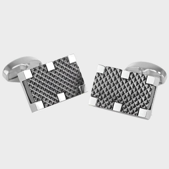 Rectangle Gunmetal and Silver Finish Lattice Cufflinks for wholesale by Sophos