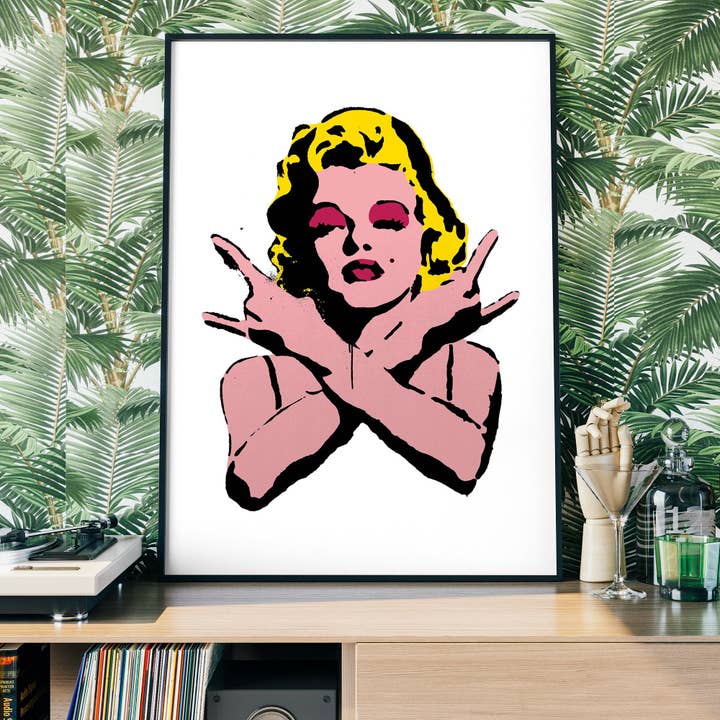 Ink & Drop - Wholesale Art Print - Marilyn Monroe Rock N Roll Stencil Art Graffiti White Print