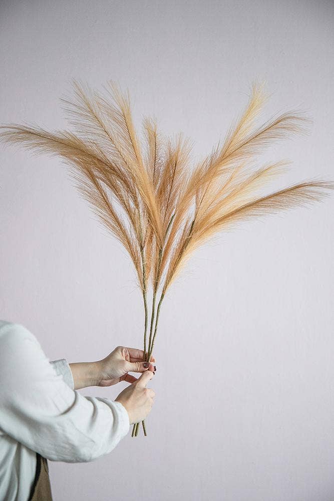 A&B Home Group Inc. - Wholesale Artificial Plant - 8x1x31.5"H 3pc/Bag Taupe Pampas Grass Bouquet0