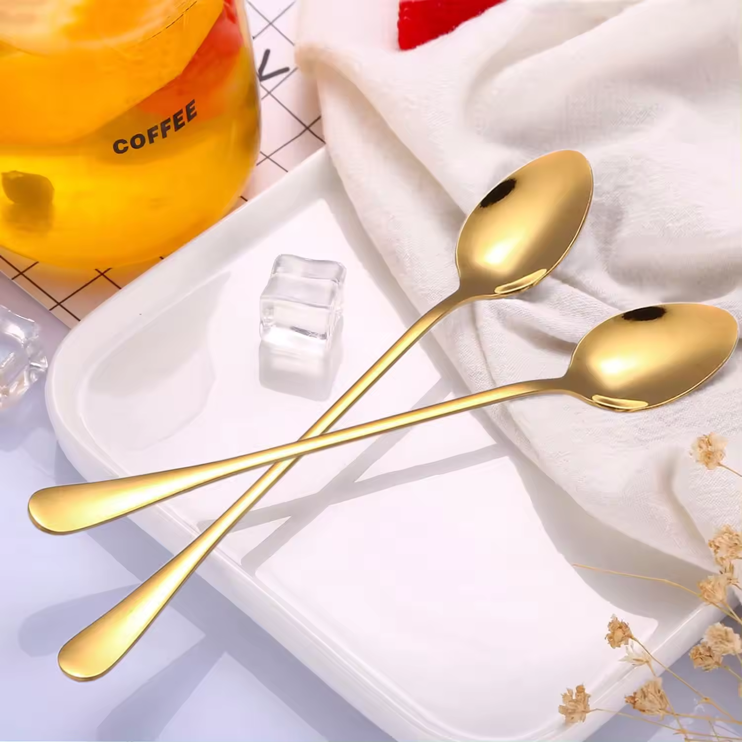 Sostraw & SmartThings - Wholesale Table Spoon (Cutlery) - Long Spoon - 2 shapes - 4 colors - Coffee, Tea, Ice cream9