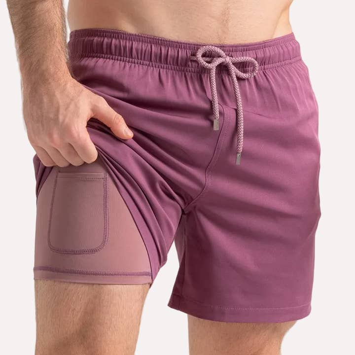 Men’s Premium Compression-Lined Hybrid Shorts – Terracotta for wholesale by CAPELLE MIAMI