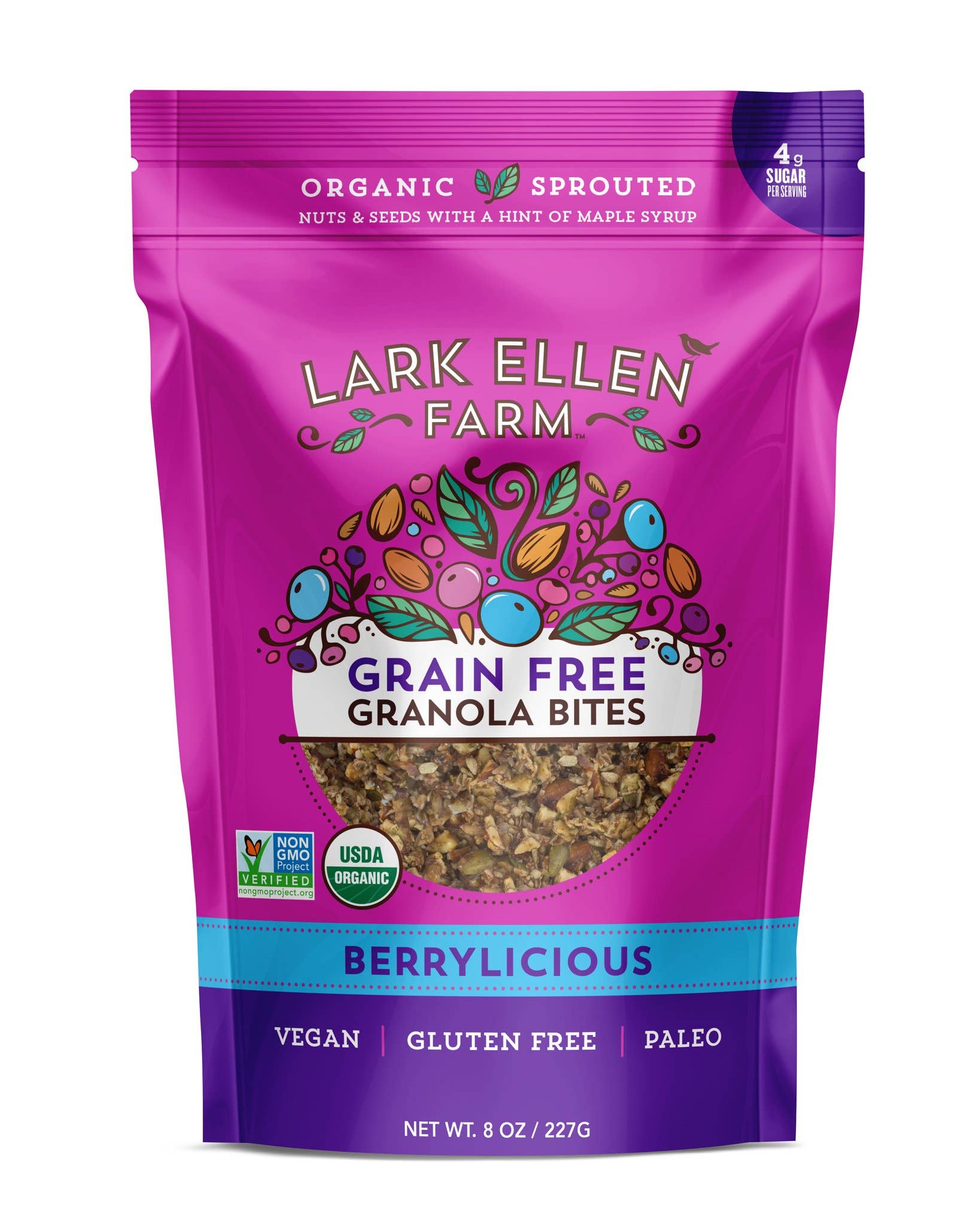 Lark Ellen Farm – wholesale Granola – Berrylicious Sprouted Granola (Grain-Free) 8 oz bag1