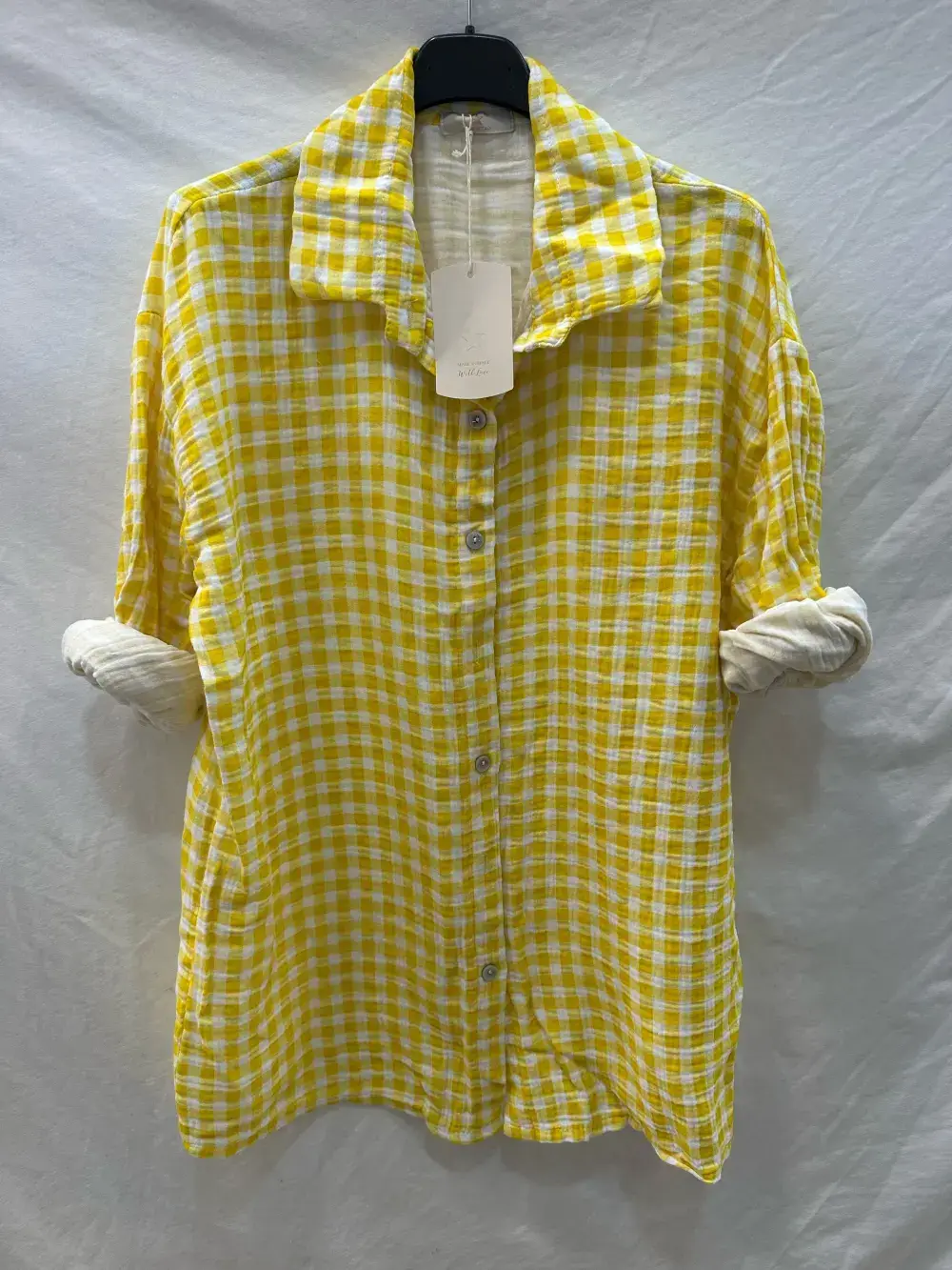 Mimi & Gogo - Vente Chemise à col boutonné – femme - Chemise Vichy Gaze de Coton @2914_ChGazeVichy3