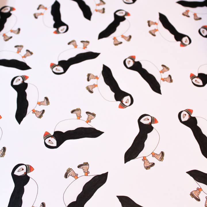 Scribbles and Doodlez - Wholesale Inpakpapier - Papegaaiduiker met Laarzen | Waterverf Cadeaupapier Vel1