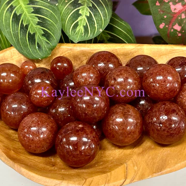 KayleeNYC - Wholesale Spiritual Stone/Crystal - 2 lbs Natural Orange Strawberry Quartz Spheres Crystal Ball