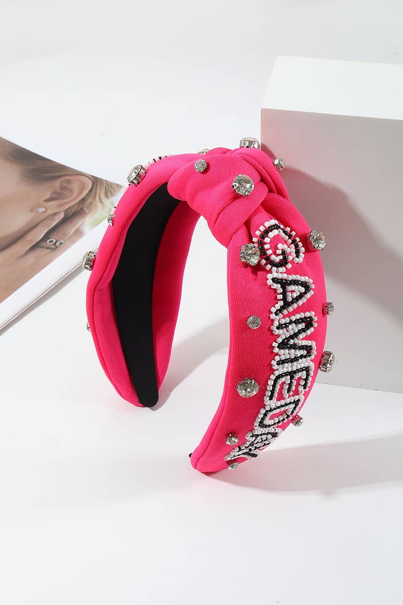 42POPS – Bandana - Mulher por atacado – .Fita de Cabelo com Pedras Preciosas Espírito de Equipa para o Dia do Jogo0