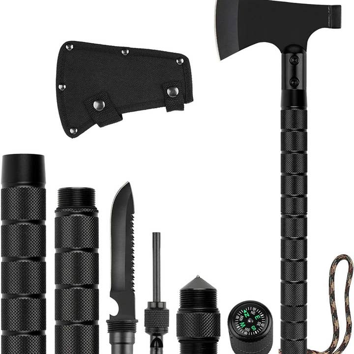 Survival Hatchet & Camping Axe with Fixed Blade Knife Combo Set, Full Tang Tactical Axe for Outdoor(10 Pack) for wholesale by VIGOR