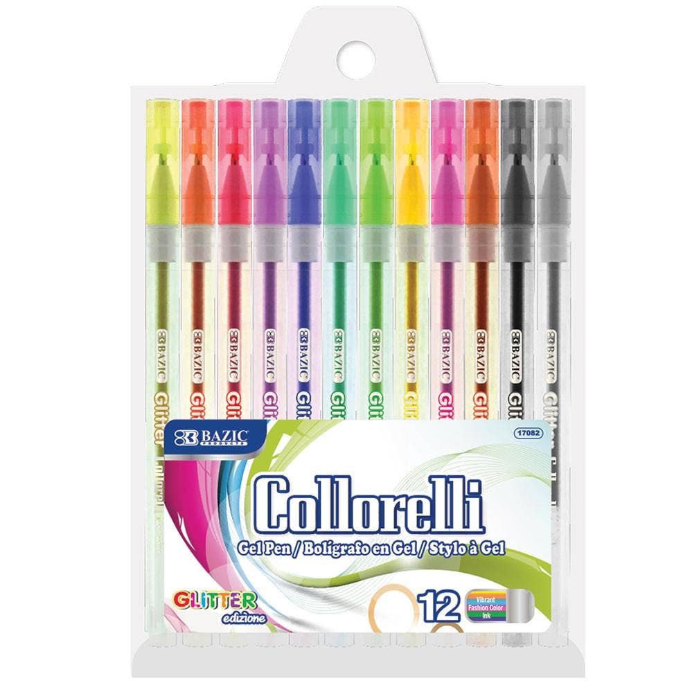 Luna Office Supply -  Everyday Essential - Wholesale Pen - 12 Glitter Color Collorelli Gel Pen2