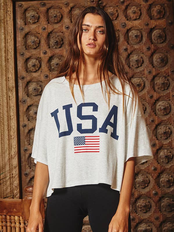 T1754B 'USA' Graphic Top, Gameday for wholesale by BUCKETLIST INC