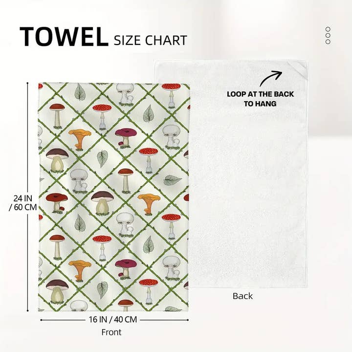 Huis Van Merken - Wholesale Dishcloth - 2pcs, Hand Towels, Mushroom Dahlia Mandara Leaf Cardinal Print Dish Cloth2