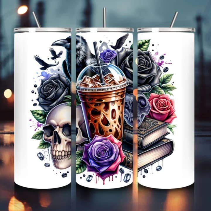 Gotischer Eiskaffee mit roten und lila Rosen 20oz ST für den Großhandel von JAC Wholesale