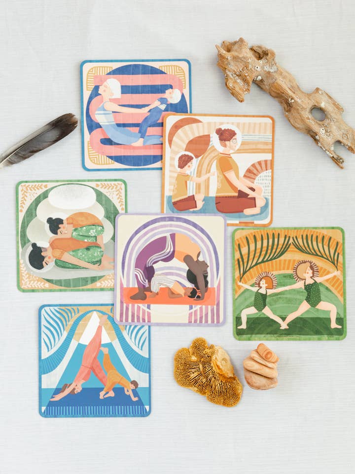 Inklusive Partner-Yoga-Karten für die Familie mit allen vier Naturelementen für den Großhandel von Wild Life Yoga