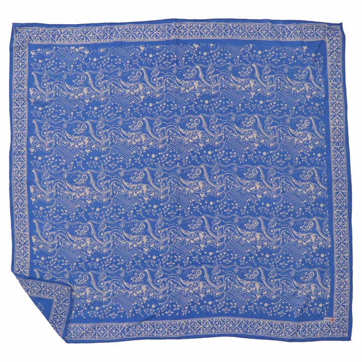 Kasih Co-op – wholesale Bandana - Dam – Stor 39" handfärgad batikbandana, 100% mjuk bomull, tidvattenflöde, blå1