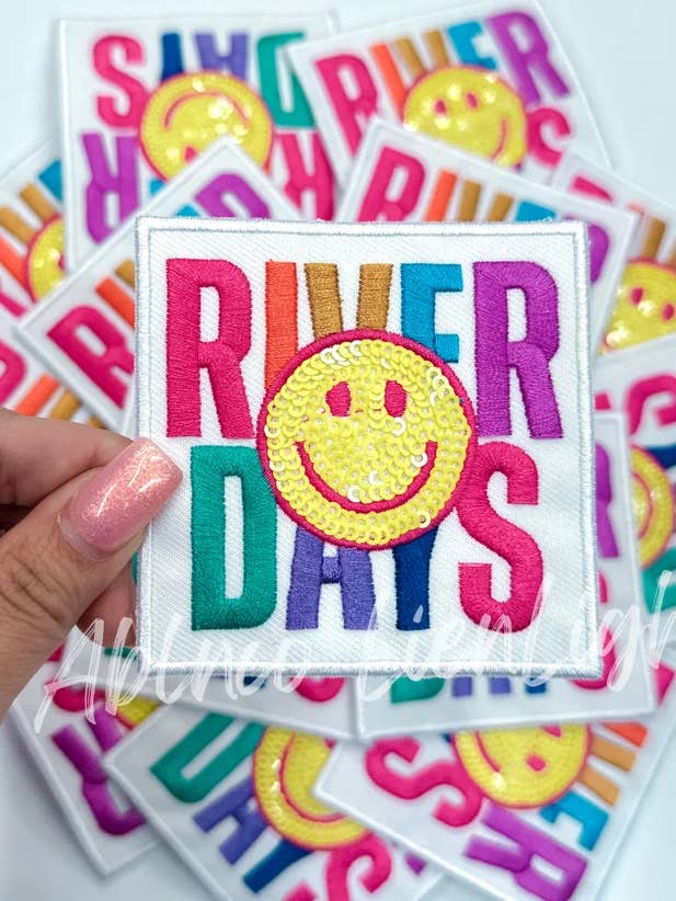 river days sequins smiley face embroidery patch iron on for wholesale by ABLNco