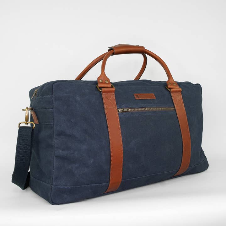 Navy Waxed Canvas Holdall for wholesale by Sophos