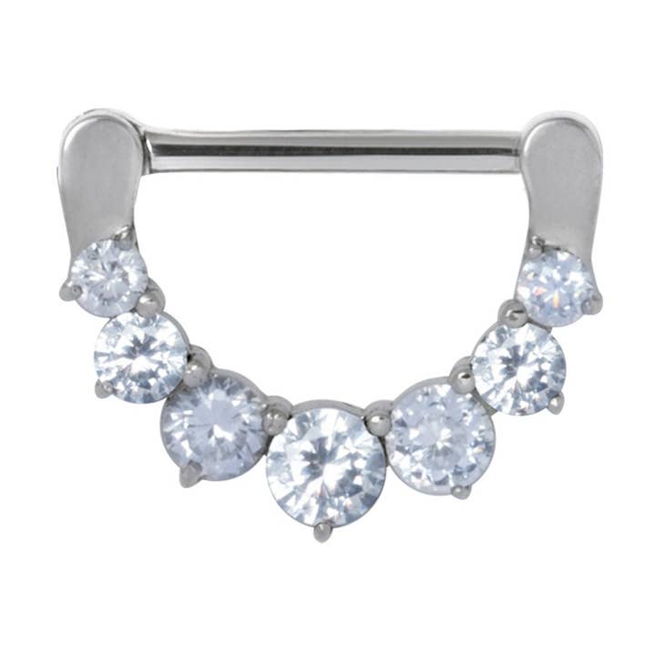 Surgical Steel Cubic Zirconia Nipple Clicker for wholesale by Bodywings