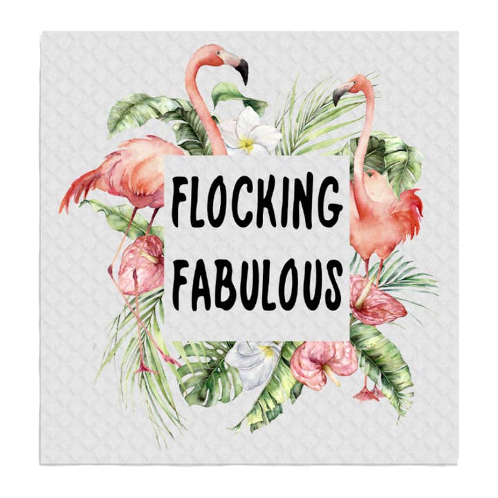 Pink Flamingo Flocking Fabulous SWEDISH DISH CLOTHS Kitchen for wholesale by Avery Lane Gifts