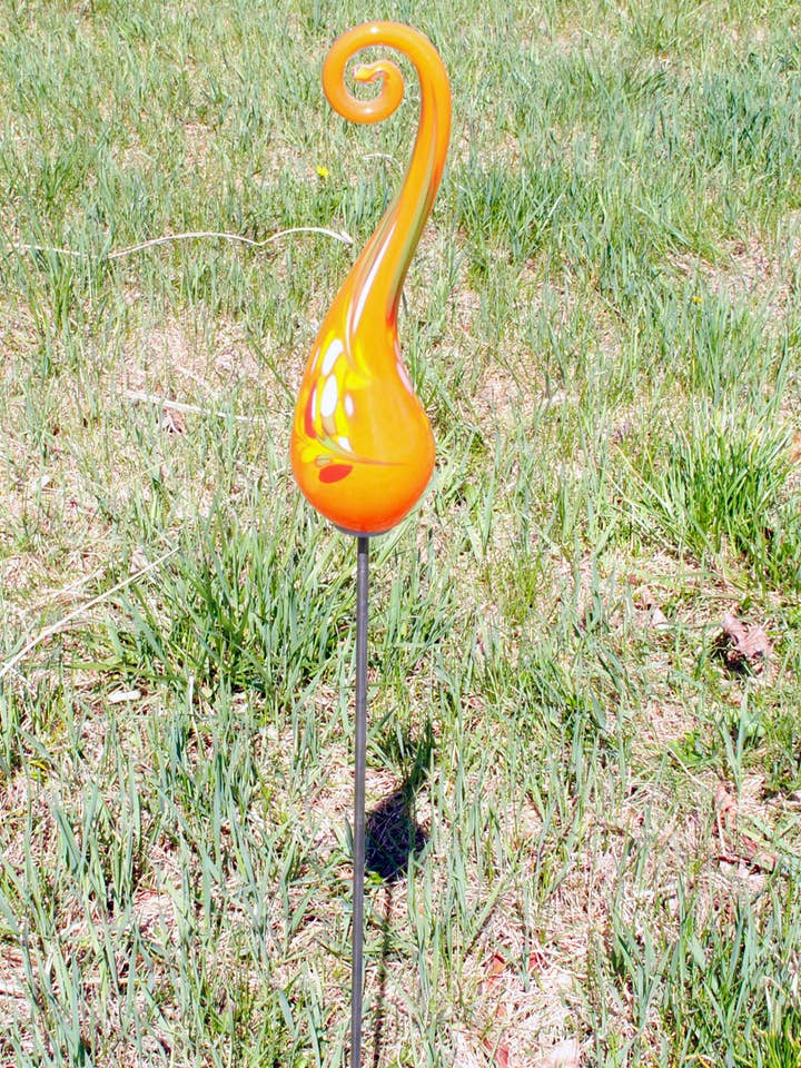Small Bow Garden Sculpture - Orange Multi for wholesale by WGK Glass Art Inc