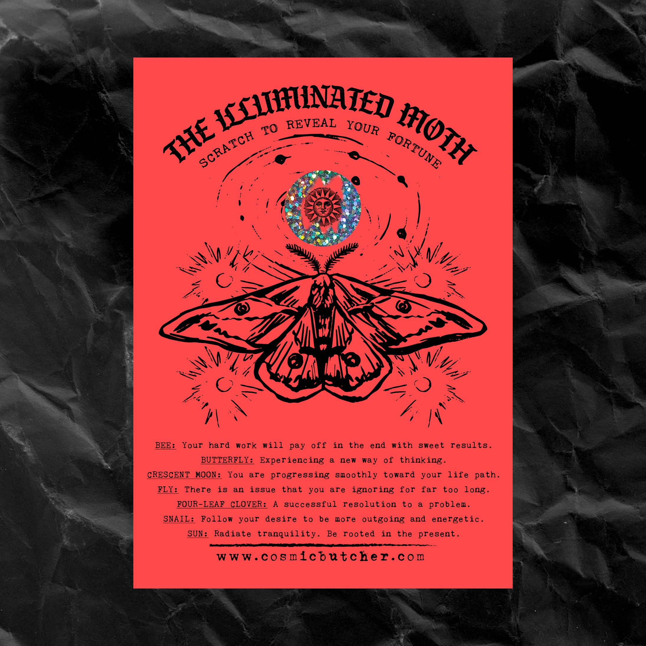 Cosmic Butcher - Wholesale Tarot Cards - "ILLUMINATED MOTH" Scratch Off Affirmation Fortune Card0