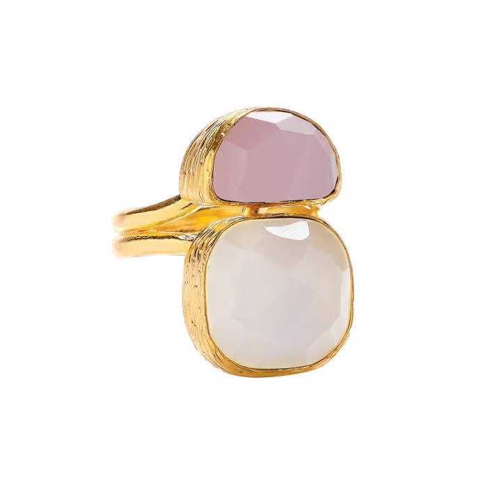 Anillo Media Luna de Doble Piedra para venta al por mayor de Kipepeo