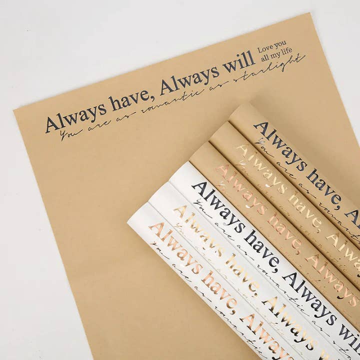 Har altid og vil altid have vandtæt blomsterindpakningspapir (15 ark/taske) for engroshandel hos Elegant Design Supply