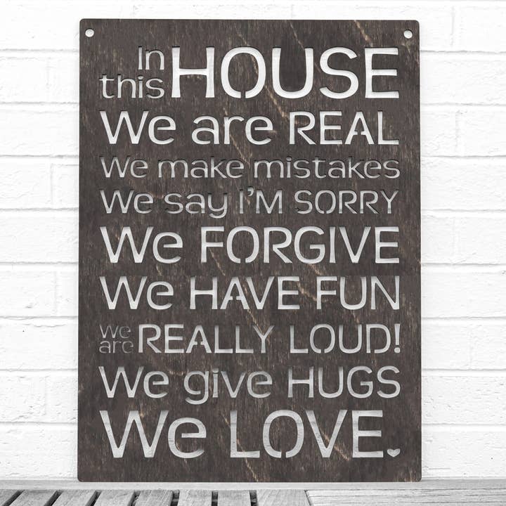 In This House (House Rules) Wood Family Wall Decor for wholesale by Spunky Fluff
