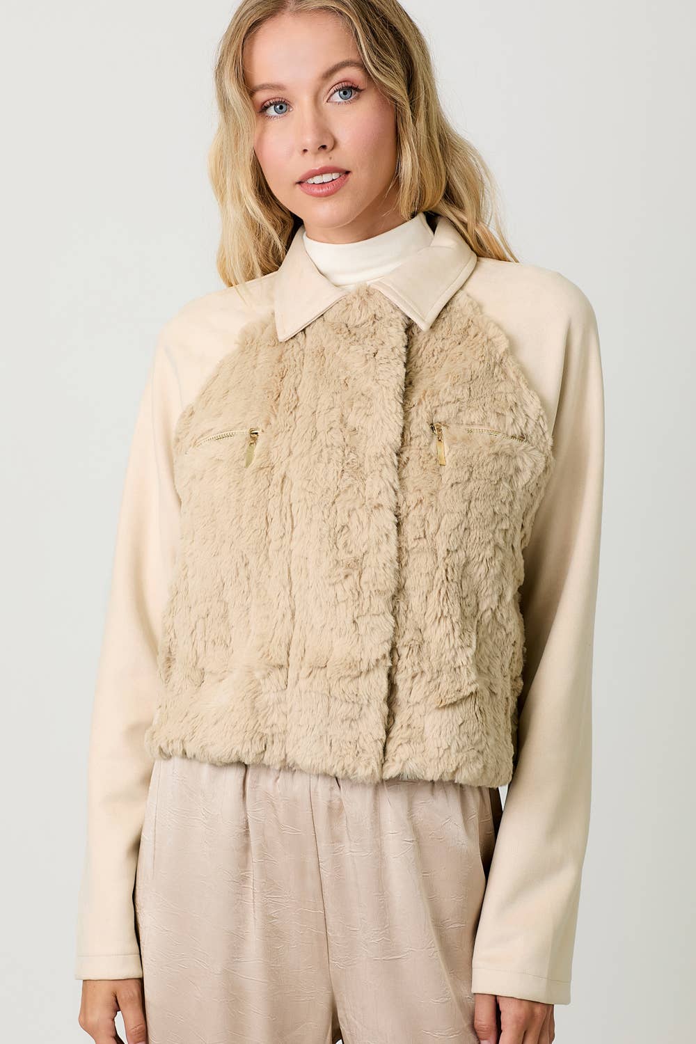 Mystree – wholesale Jacket – Women's – 60873 Fur Mixed Suede Jacket8