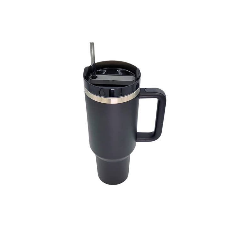 Driftless Studios - Wholesale Insulated Mug/Tumbler - 40 Oz. My Cat And I Handled Insulated Tumbler With Straw