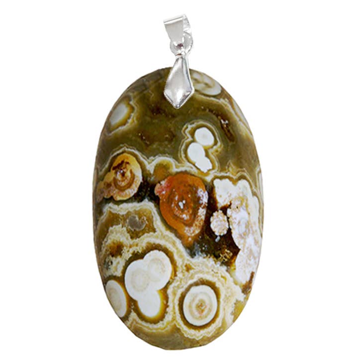 Artisans de Madagascar - Wholesale Pendant/Charm Necklace - Oval Orbicular Jasper Pendants