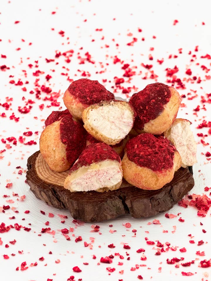Freeze Dried Raspberry Cream Puffs – Case of 24 for wholesale by Base Camp Treats