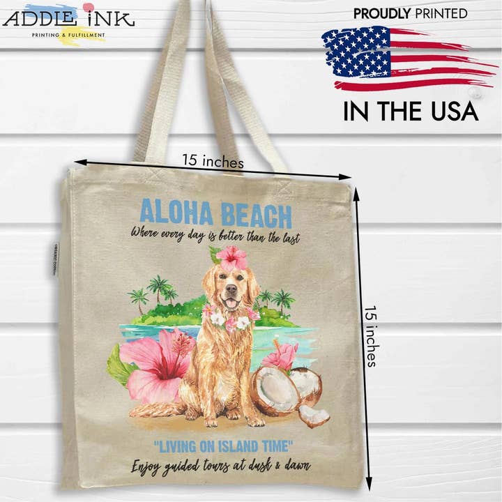 Bolsa de mano Aloha Beach Dog Living on Island Time, unisex para venta al por mayor de ADDLE iNK
