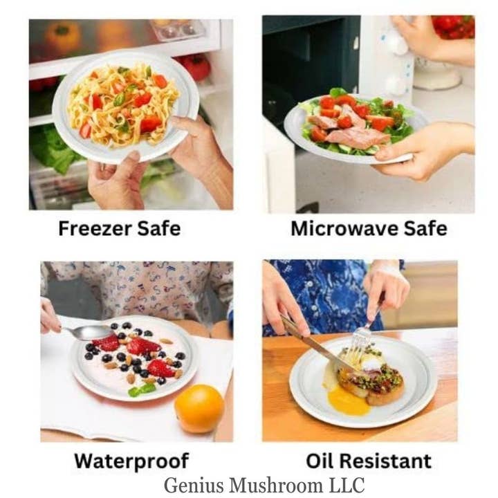 GeniusMushroom - Wholesale Disposable plate - Disposable 9 inches Round Bagasse plates- 1000/Pack5