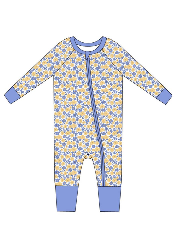 Blue Ditsy Zip Jam for wholesale by Toast + Jams