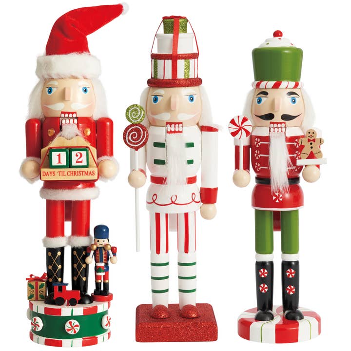 The Twiddlers – Decoração de Natal por atacado – 3 Soldados Quebra-Nozes de Natal em Madeira, 25 cm5