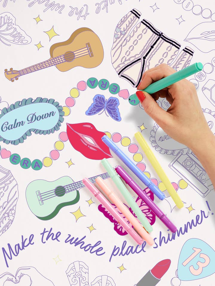 Taylor Swift Eras Coloring Tablecloth - Swiftie 9' x 4.5' for wholesale by xo, Fetti