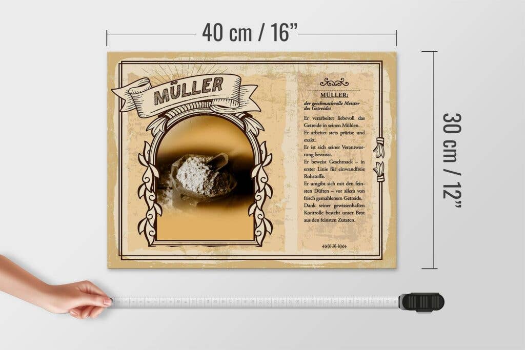 Femer - Vente Pancarte - Panneau en bois Professions 40x30 cm Müller Meister des Grain Deco4