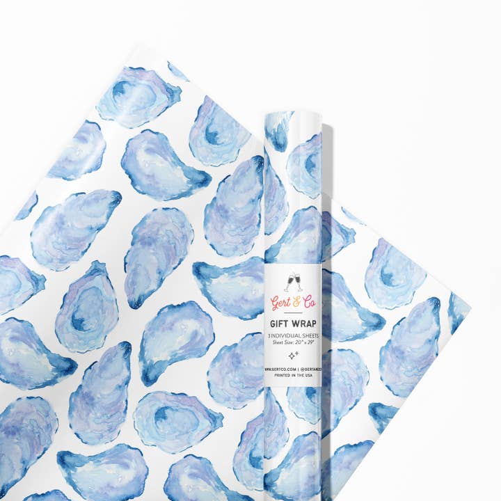 Gert & Co - Wholesale Wrapping Paper Roll - Watercolor Mussel Shell Gift Wrap | Oyster Shell Gift Wrap2