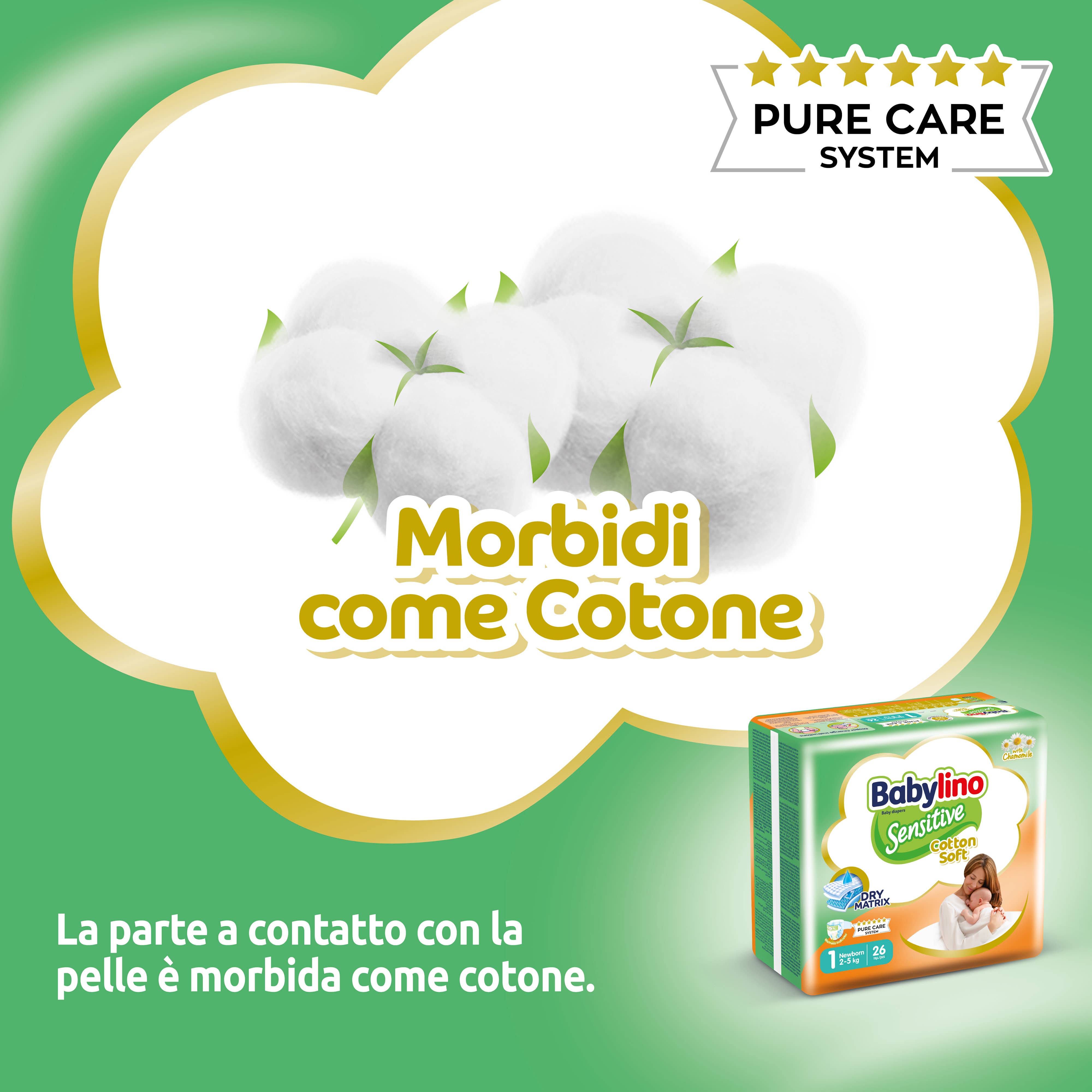 Babylino – wholesale Blöja (icke-tyg) - Baby – Babylino Sensitive Cotton Soft blöjor storlek 1, 26 stycken1