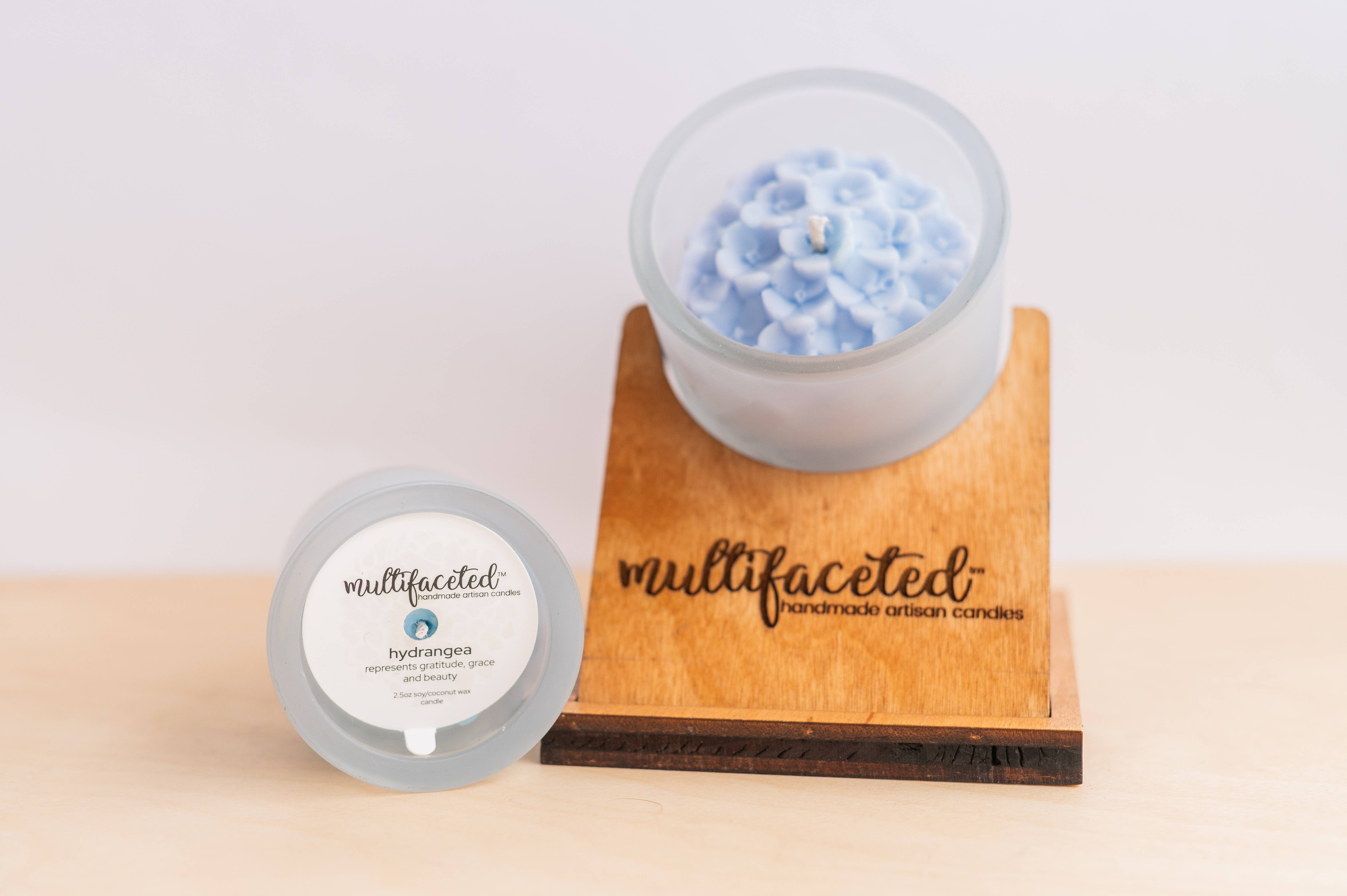 Multifaceted™ Artisan Candles - Wholesale Jar/Filled Candle - Hydrangea Flower Candle, Eco-Friendly Candle- multiple sizes1