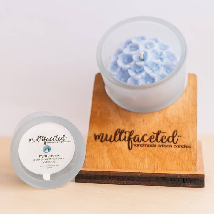 Multifaceted™ Artisan Candles - Wholesale Jar/Filled Candle - Hydrangea Flower Candle, Eco-Friendly Candle- multiple sizes1