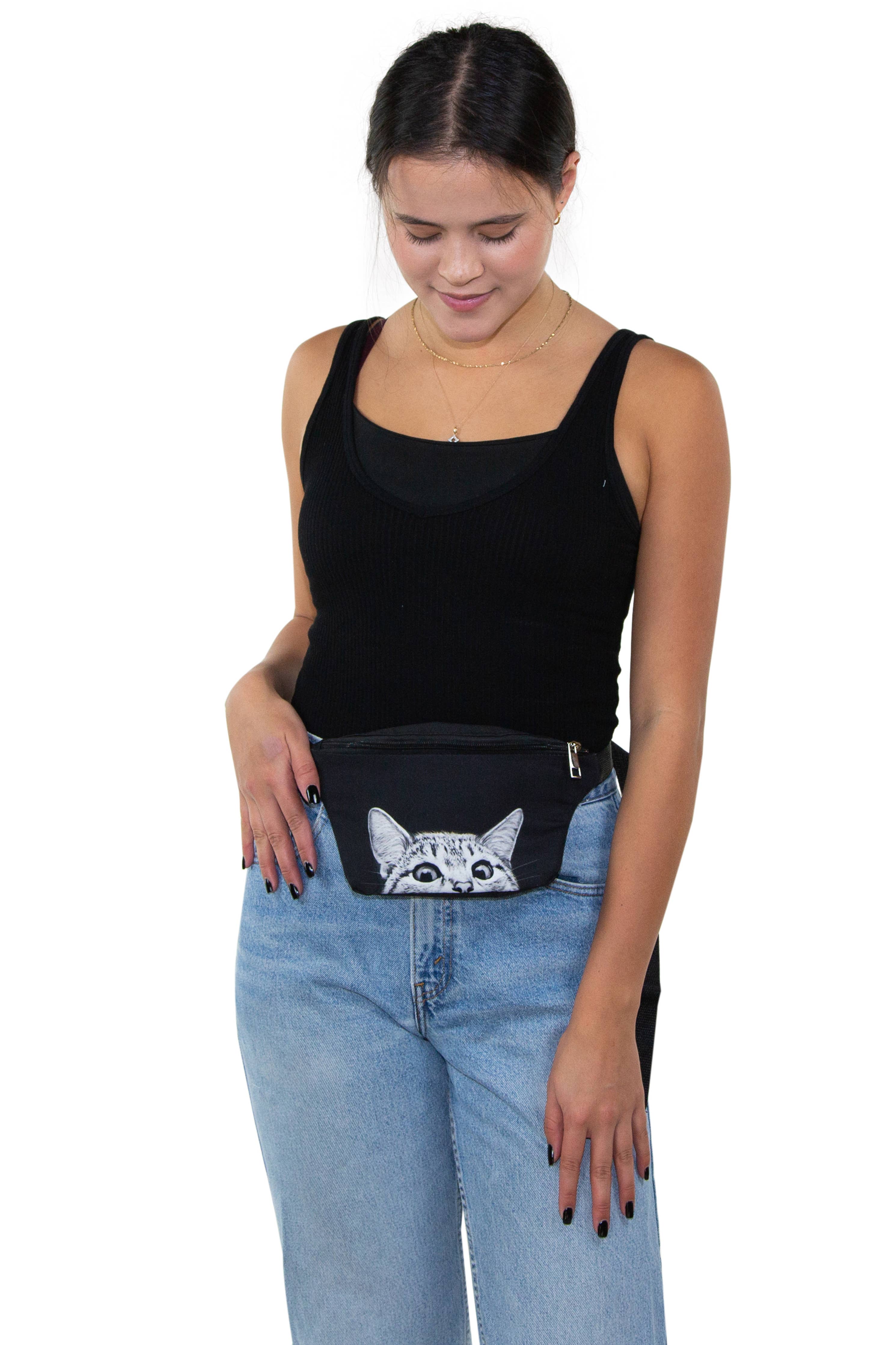 COMECO INC - Wholesale Belt Bag - Women's - Peeking Cat Fanny Pack1