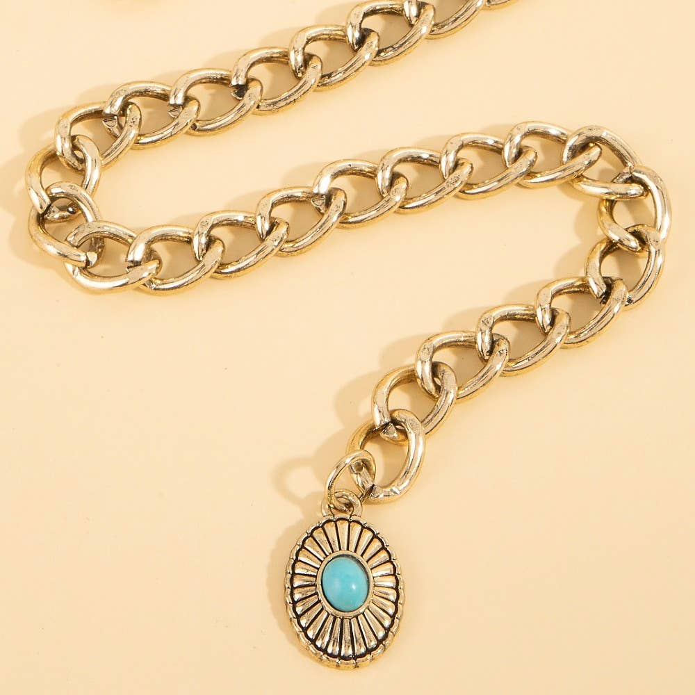 Anarchy Street – Engroshandel Bælte - Dame – Udsmykket vestlig concho skivekædebælte2