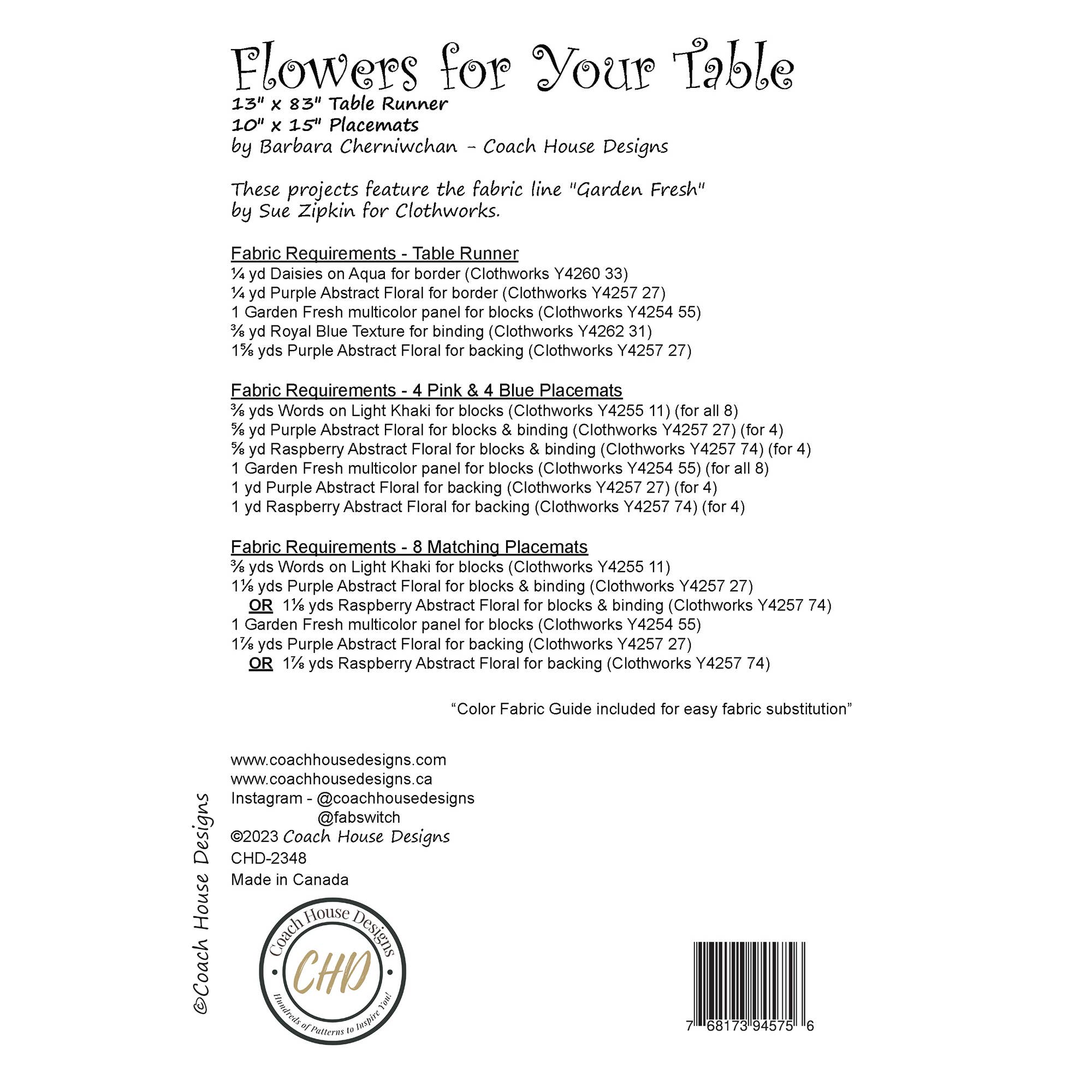 Coach House Designs - Wholesale Quilt - Flowers for Your Table Quilt Pattern14