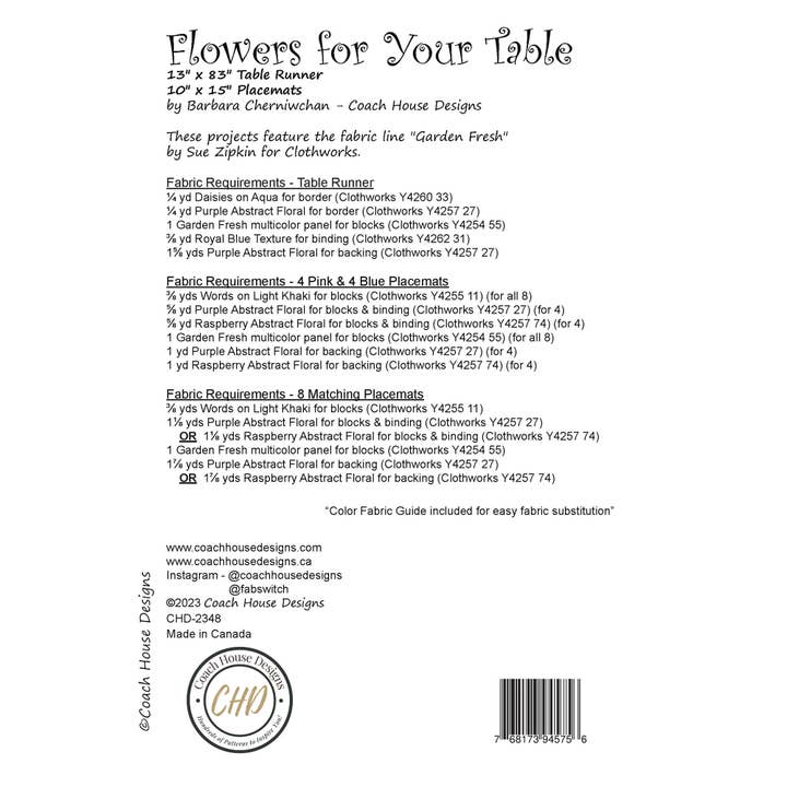 Coach House Designs - Wholesale Quilt - Flowers for Your Table Quilt Pattern14
