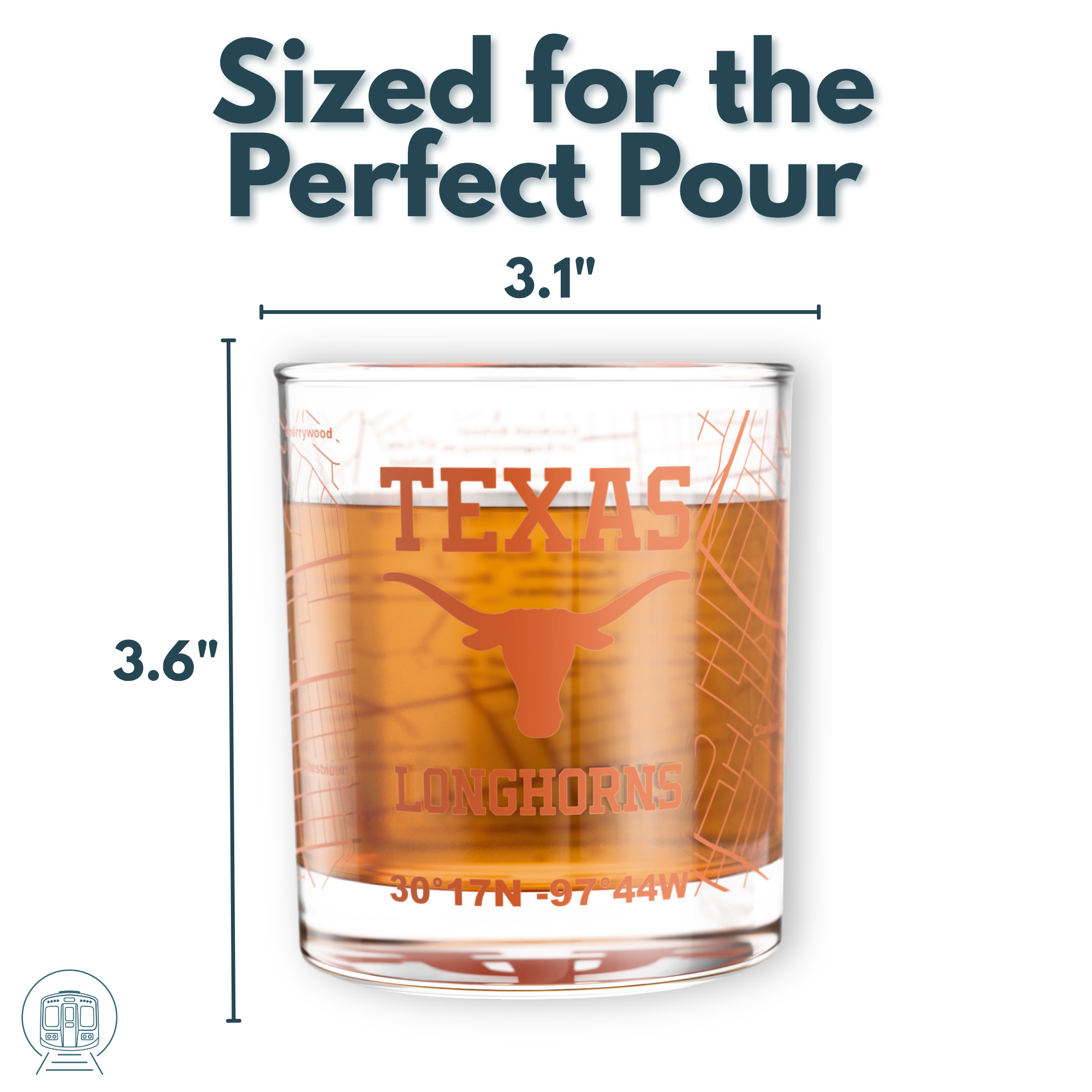 Greenline Goods - Wholesale Cocktail/Liquor Glass - University of Texas Longhorns Whiskey Glass Set (2 Low Ball Glasses)4
