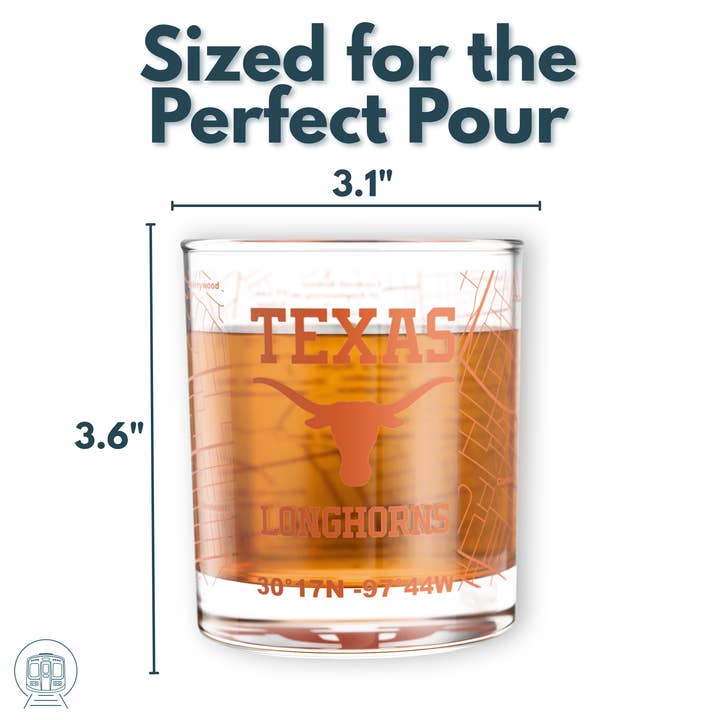 Greenline Goods - Wholesale Cocktail/Liquor Glass - University of Texas Longhorns Whiskey Glass Set (2 Low Ball Glasses)4
