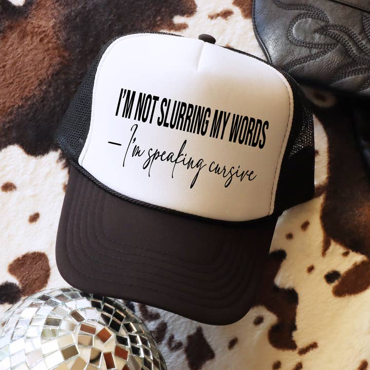 Speaking Cursive Trucker Hat for wholesale by 316 Legacy LLC