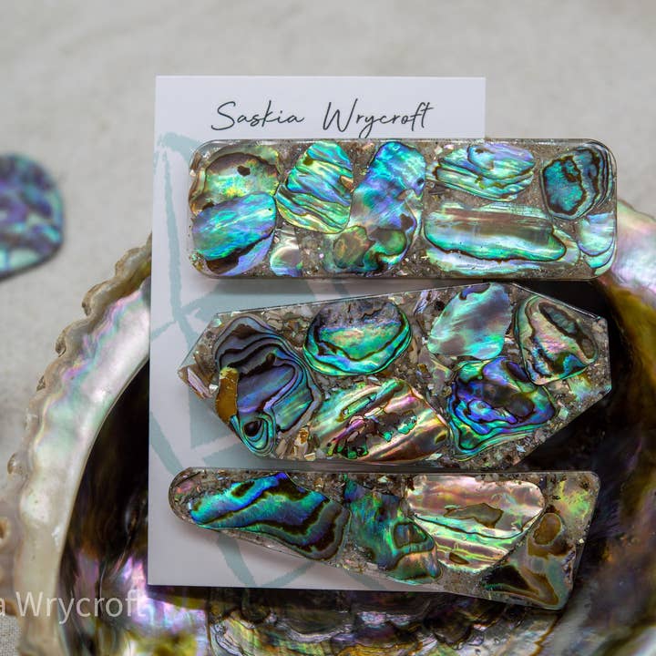 Abalone Shell Resin Hair Clip Barrette Set | Set of 3 Clips for wholesale by Saskia Wrycroft