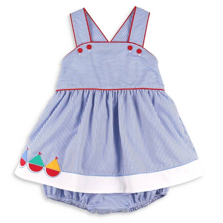 Shrimp and Grits Kids - Wholesale Bodysuit (Non-Footed) - Baby - Girls Applique Skirted Bubble - Set Sail