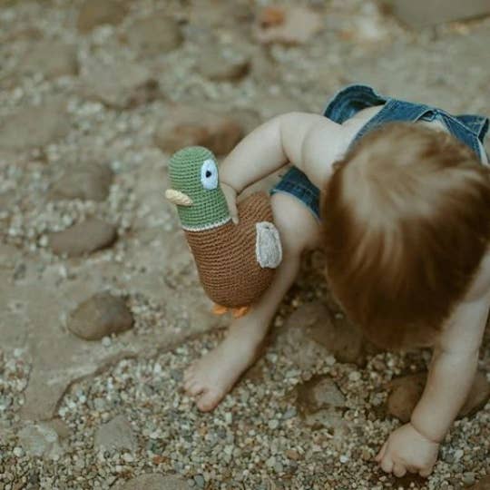 Pebblechild – wholesale Handheld rattle – Baby – Crochet Baby Toy Mallard duck rattle4